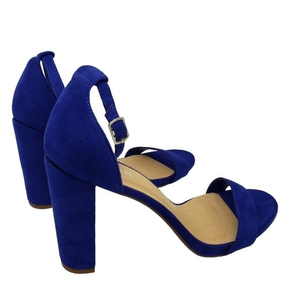 Shein Ankle Strap High Heel Pumps Blue Fabric Size 10 - Picture 6 of 8